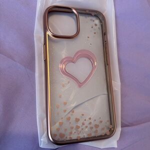 Vena: vLove Clear Glitter Phone Case, Heart Shape, Fits 6.1", Color: Rose Gold